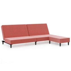 Schlafsofa 2-Sitzer mit Fußhocker Rosa Samt