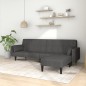 Schlafsofa 2-Sitzer mit 2 Kissen & Hocker Dunkelgrau Stoff Schlafsofa 2-Sitzer mit 2 Kissen & Hocker Dunkelgrau Stoff