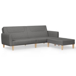 Schlafsofa 2-Sitzer mit Fußhocker Hellgrau Stoff