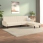 Schlafsofa 2-Sitzer mit Hocker Creme Samt Schlafsofa 2-Sitzer mit Hocker Creme Samt