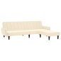 Schlafsofa 2-Sitzer mit Hocker Creme Samt Schlafsofa 2-Sitzer mit Hocker Creme Samt