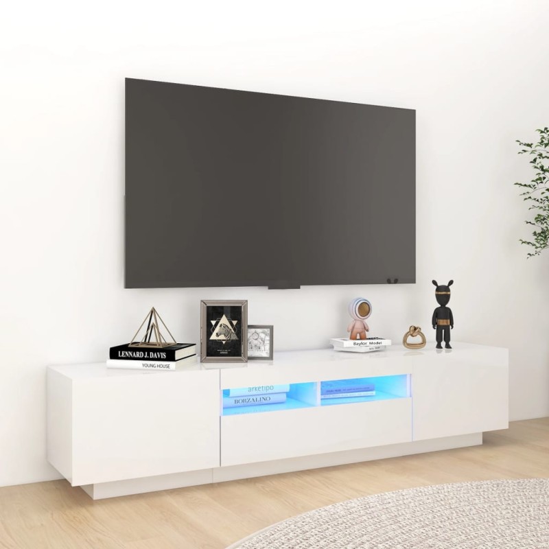 TV-Schrank mit LED-Leuchten Hochglanz-Weiß 180x35x40 cm TV-Schrank mit LED-Leuchten Hochglanz-Weiß 180x35x40 cm