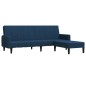 Schlafsofa 2-Sitzer mit Hocker Blau Samt Schlafsofa 2-Sitzer mit Hocker Blau Samt