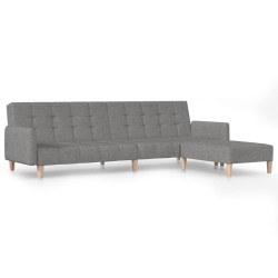 Schlafsofa 2-Sitzer mit Fußhocker Hellgrau Stoff