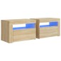 Nachttische 2 Stk. mit LEDs Sonoma-Eiche 60x35x40 cm Nachttische 2 Stk. mit LEDs Sonoma-Eiche 60x35x40 cm