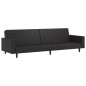 Schlafsofa 2-Sitzer mit Fußhocker Schwarz Kunstleder Schlafsofa 2-Sitzer mit Fußhocker Schwarz Kunstleder