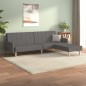 Schlafsofa 2-Sitzer mit Fußhocker Hellgrau Stoff Schlafsofa 2-Sitzer mit Fußhocker Hellgrau Stoff