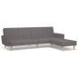 Schlafsofa 2-Sitzer mit Fußhocker Hellgrau Stoff Schlafsofa 2-Sitzer mit Fußhocker Hellgrau Stoff