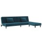 Schlafsofa 2-Sitzer mit 2 Kissen und Fußhocker Blau Samt Schlafsofa 2-Sitzer mit 2 Kissen und Fußhocker Blau Samt