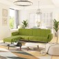 Schlafsofa 2-Sitzer mit Hocker & Zwei Kissen Hellgrün Samt Schlafsofa 2-Sitzer mit Hocker & Zwei Kissen Hellgrün Samt