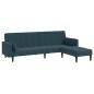 Schlafsofa 2-Sitzer mit 2 Kissen & Hocker Blau Samt Schlafsofa 2-Sitzer mit 2 Kissen & Hocker Blau Samt