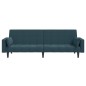 Schlafsofa 2-Sitzer mit 2 Kissen & Hocker Blau Samt Schlafsofa 2-Sitzer mit 2 Kissen & Hocker Blau Samt