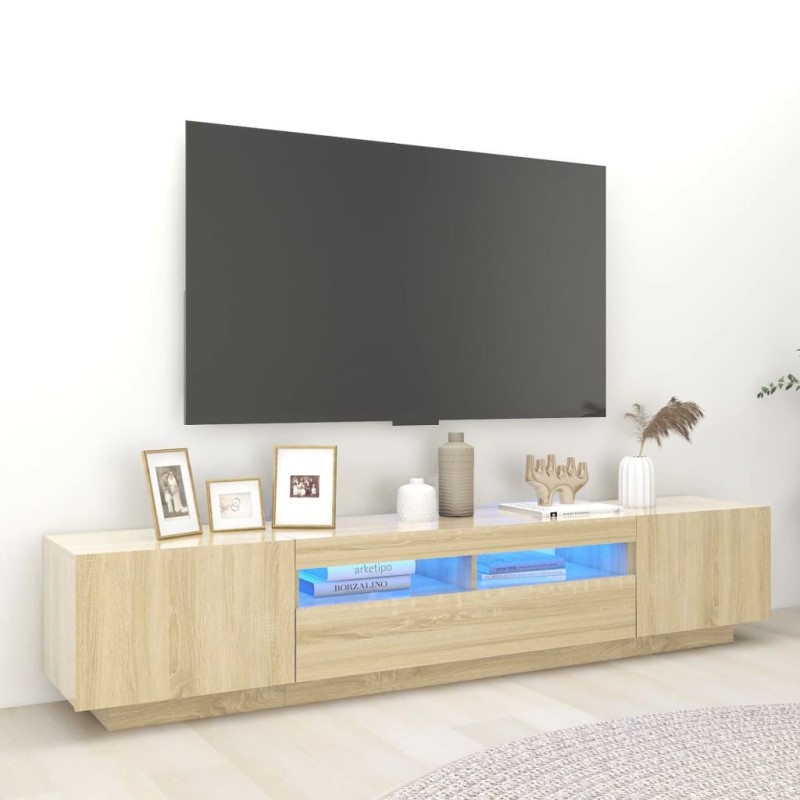 TV-Schrank mit LED-Leuchten Sonoma-Eiche 200x35x40 cm TV-Schrank mit LED-Leuchten Sonoma-Eiche 200x35x40 cm