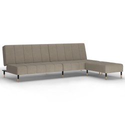 Schlafsofa 2-Sitzer mit Hocker Hellgrau Samt