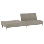Schlafsofa 2-Sitzer mit Hocker Hellgrau Samt Schlafsofa 2-Sitzer mit Hocker Hellgrau Samt