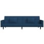 Schlafsofa 2-Sitzer mit 2 Kissen & Hocker Blau Samt Schlafsofa 2-Sitzer mit 2 Kissen & Hocker Blau Samt