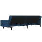 Schlafsofa 2-Sitzer mit 2 Kissen & Hocker Blau Samt Schlafsofa 2-Sitzer mit 2 Kissen & Hocker Blau Samt