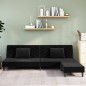 Schlafsofa 2-Sitzer mit 2 Kissen und Fußhocker Schwarz Samt Schlafsofa 2-Sitzer mit 2 Kissen und Fußhocker Schwarz Samt