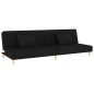 Schlafsofa 2-Sitzer mit 2 Kissen und Fußhocker Schwarz Samt Schlafsofa 2-Sitzer mit 2 Kissen und Fußhocker Schwarz Samt