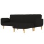 Schlafsofa 2-Sitzer mit Hocker & Zwei Kissen Schwarz Stoff Schlafsofa 2-Sitzer mit Hocker & Zwei Kissen Schwarz Stoff