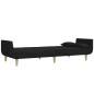 Schlafsofa 2-Sitzer mit Hocker & Zwei Kissen Schwarz Stoff Schlafsofa 2-Sitzer mit Hocker & Zwei Kissen Schwarz Stoff