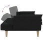 Schlafsofa 2-Sitzer mit Hocker & Zwei Kissen Schwarz Stoff Schlafsofa 2-Sitzer mit Hocker & Zwei Kissen Schwarz Stoff