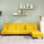 Schlafsofa 2-Sitzer mit 2 Kissen und Fußhocker Gelb Samt Schlafsofa 2-Sitzer mit 2 Kissen und Fußhocker Gelb Samt