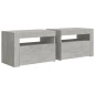 vidaXL Nachttische 2 Stk. mit LEDs Betongrau 60x35x40 cm vidaXL Nachttische 2 Stk. mit LEDs Betongrau 60x35x40 cm