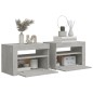 vidaXL Nachttische 2 Stk. mit LEDs Betongrau 60x35x40 cm vidaXL Nachttische 2 Stk. mit LEDs Betongrau 60x35x40 cm