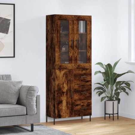 Highboard Räuchereiche 69,5x34x180 cm Holzwerkstoff