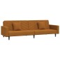 Schlafsofa 2-Sitzer mit 2 Kissen und Fußhocker Braun Samt Schlafsofa 2-Sitzer mit 2 Kissen und Fußhocker Braun Samt
