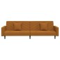 Schlafsofa 2-Sitzer mit 2 Kissen und Fußhocker Braun Samt Schlafsofa 2-Sitzer mit 2 Kissen und Fußhocker Braun Samt