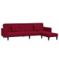 Schlafsofa 2-Sitzer mit 2 Kissen und Fußhocker Weinrot Samt Schlafsofa 2-Sitzer mit 2 Kissen und Fußhocker Weinrot Samt