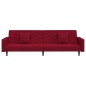 Schlafsofa 2-Sitzer mit 2 Kissen und Fußhocker Weinrot Samt Schlafsofa 2-Sitzer mit 2 Kissen und Fußhocker Weinrot Samt