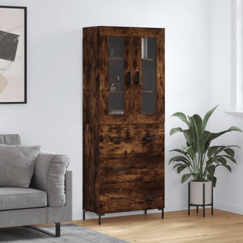 Highboard Räuchereiche 69,5x34x180 cm Holzwerkstoff Highboard Räuchereiche 69,5x34x180 cm Holzwerkstoff