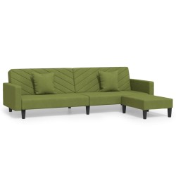 Schlafsofa 2-Sitzer mit 2 Kissen und Fußhocker Hellgrün Samt