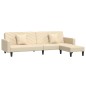 Schlafsofa 2-Sitzer mit 2 Kissen und Fußhocker Creme Samt Schlafsofa 2-Sitzer mit 2 Kissen und Fußhocker Creme Samt