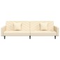 Schlafsofa 2-Sitzer mit 2 Kissen und Fußhocker Creme Samt Schlafsofa 2-Sitzer mit 2 Kissen und Fußhocker Creme Samt