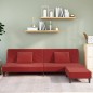 Schlafsofa 2-Sitzer mit 2 Kissen und Fußhocker Weinrot Samt Schlafsofa 2-Sitzer mit 2 Kissen und Fußhocker Weinrot Samt