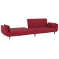 Schlafsofa 2-Sitzer mit Hocker & 2 Kissen Weinrot Samt Schlafsofa 2-Sitzer mit Hocker & 2 Kissen Weinrot Samt