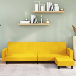 Schlafsofa 2-Sitzer mit Fußhocker Gelb Samt