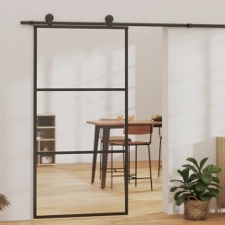 vidaXL Schiebetür mit Beschlag ESG-Glas & Aluminium 102x205 cm    