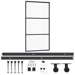 vidaXL Schiebetür mit Beschlag ESG-Glas & Aluminium 102x205 cm    