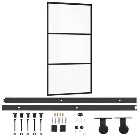 vidaXL Schiebetür mit Beschlag ESG-Glas & Aluminium 102x205 cm    