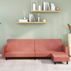 Schlafsofa 2-Sitzer mit Fußhocker Rosa Samt