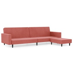 Schlafsofa 2-Sitzer mit Fußhocker Rosa Samt