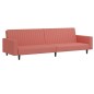 Schlafsofa 2-Sitzer mit Fußhocker Rosa Samt Schlafsofa 2-Sitzer mit Fußhocker Rosa Samt