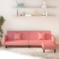 Schlafsofa 2-Sitzer mit 2 Kissen und Fußhocker Rosa Samt Schlafsofa 2-Sitzer mit 2 Kissen und Fußhocker Rosa Samt