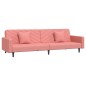 Schlafsofa 2-Sitzer mit 2 Kissen und Fußhocker Rosa Samt Schlafsofa 2-Sitzer mit 2 Kissen und Fußhocker Rosa Samt