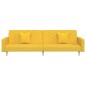 Schlafsofa 2-Sitzer mit 2 Kissen und Fußhocker Gelb Stoff Schlafsofa 2-Sitzer mit 2 Kissen und Fußhocker Gelb Stoff